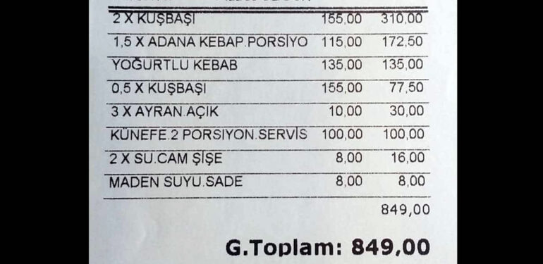 Mardin’de kesilen yemek fişindeki fiyat tepki topladı
