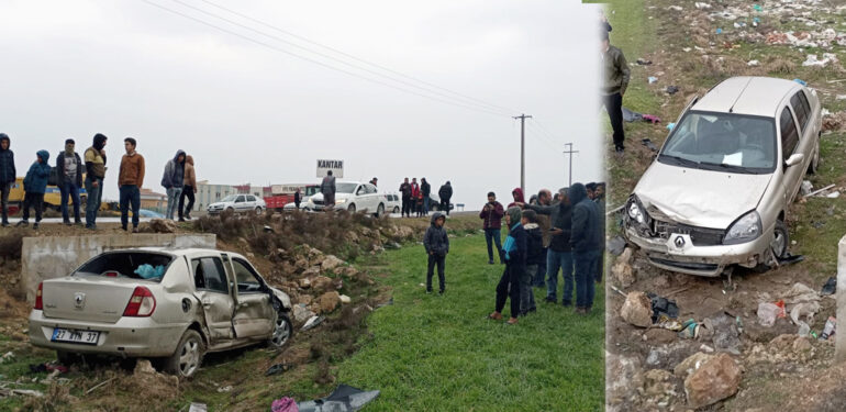 Kızıltepe’de şarampole uçan otomobilde ikisi ağır 5 kişi yaralandı