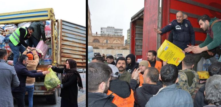 Kızıltepe’den deprem bölgesine 191 araç yardım gönderildi