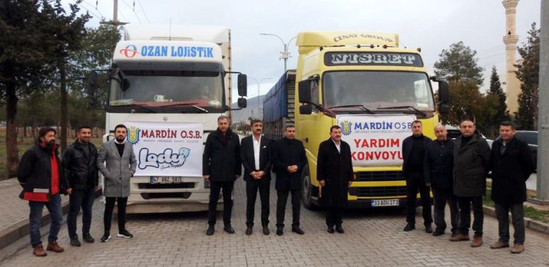 Mardin OSB deprem bölgesine 9 TIR yardım malzemesi gönderdi