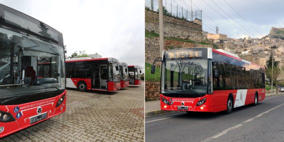 Büyükşehir belediye otobüsleri kırmızı beyaza boyandı