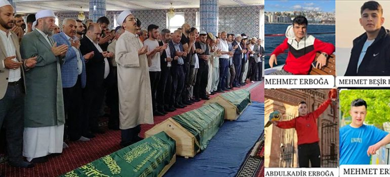 Yangında vefat eden gençler yan yana toprağa verildi