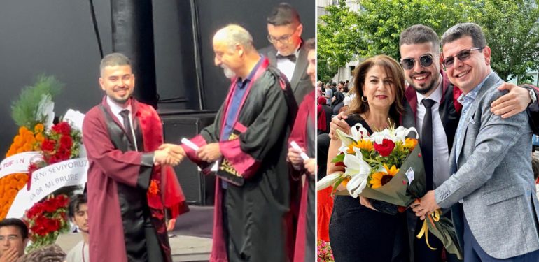 Kurtay ailesinin mezuniyet sevinci
