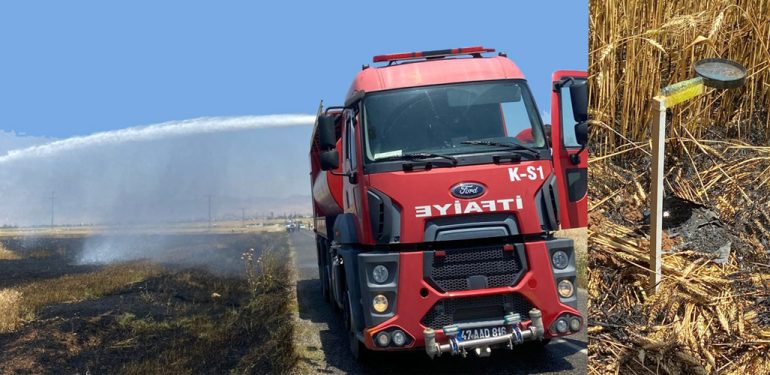 Kızıltepe’de buğday tarlasında çıkan yangında sabotaj şüphesi!