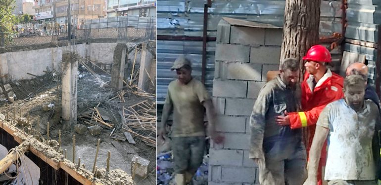 Kızıltepe’de Kütüphane inşaatı çöktü: 4 Yaralı