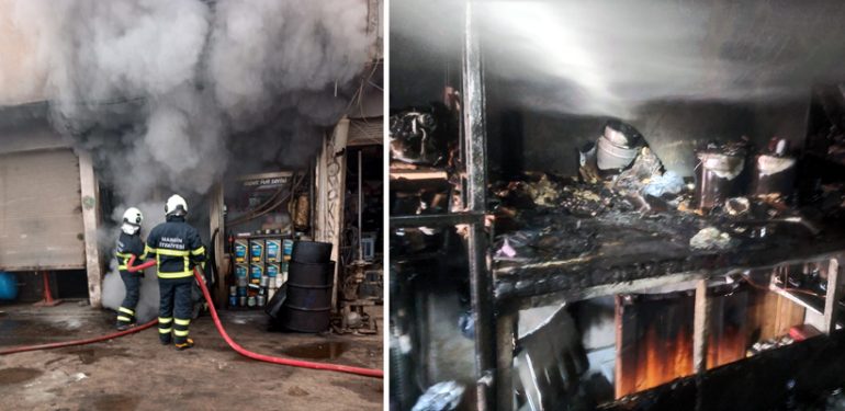 Motor yağı satışı yapılan iş yerinde yangın