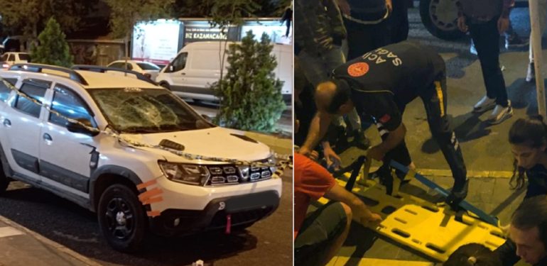 4.Kattan aracın üzerine düşen genç kız yaralandı