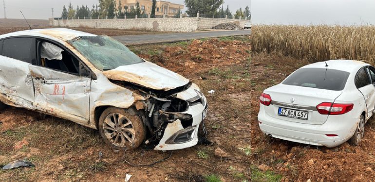 Kızıltepe’de takla atan otomobilde 3 kişi yaralandı
