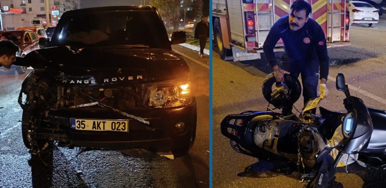 Aracın çarptığı motor sürücüsü ağır yaralandı