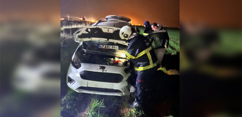 İpekyolunda otomobil şarampole yuvarlandı 1 kişi yaralandı