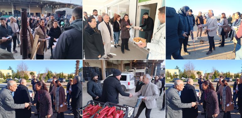 DEM Parti Kızıltepe adayları Sebze halı, Hayvan pazarı ile Hububat merkezi esnafıyla buluştu