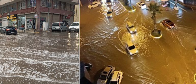 Aşırı yağışlardan yollar göle döndü