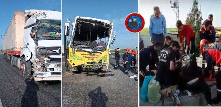 Kızıltepe’de TIR Şehiriçi Otobüsüne çarptı: 16 Yaralı