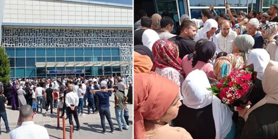 İlk Hacı kafilesi Mardin Havalimanı’nda sevinç gözyaşlarıyla karşılandı