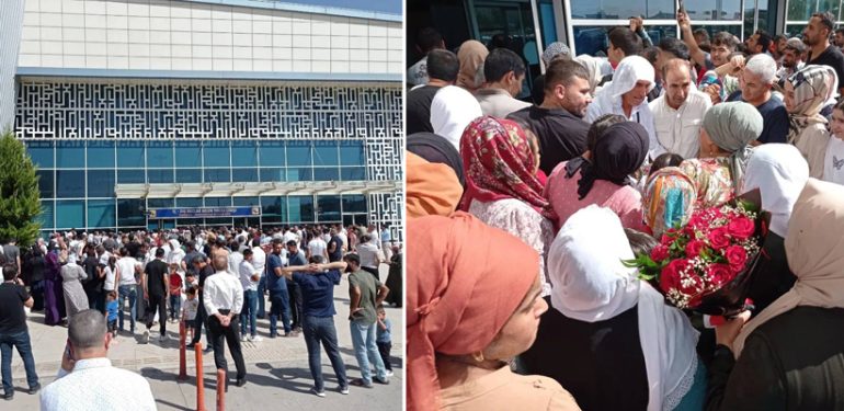 İlk Hacı kafilesi Mardin Havalimanı’nda sevinç gözyaşlarıyla karşılandı