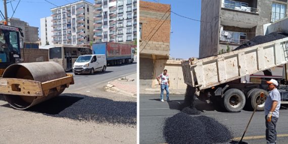 Kızıltepe’de asfalt yama çalışması devam ediyor