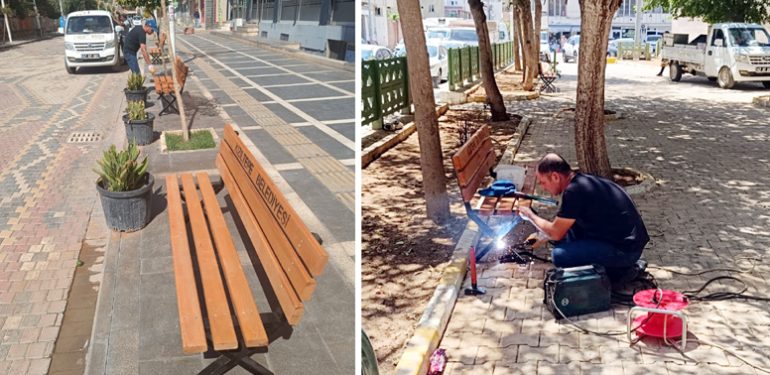 Cadde ve parklara oturma bankları yerleştiriliyor