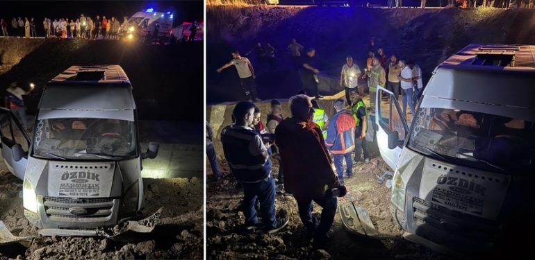 Tarım işçilerini taşıyan araç sulama kanalına düştü 13 kişi yaralandı