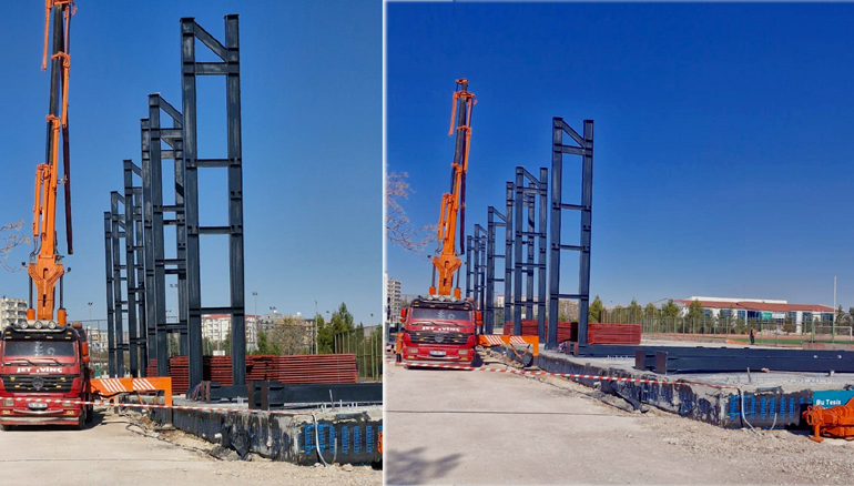 Kızıltepe stadyumunda tribün çalışmalar sürüyor