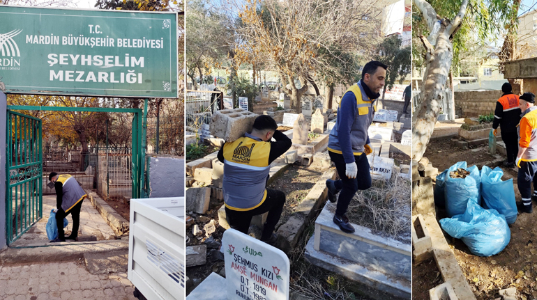 Mezarlıklarda bakım ve temizlik sürüyor