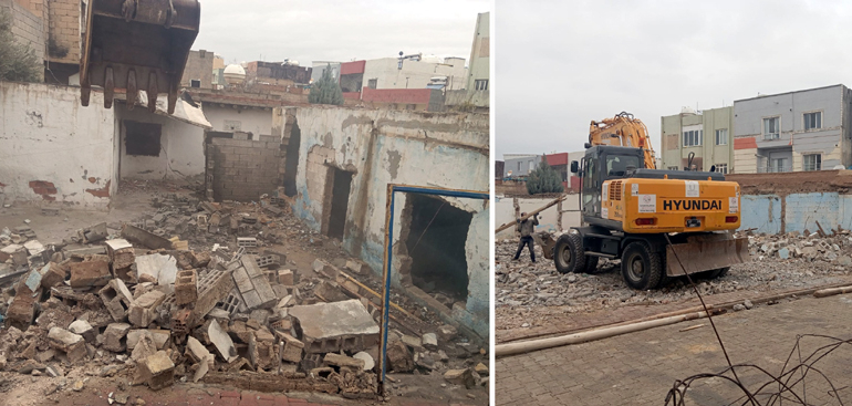 Kızıltepe’de Metruk bir ev daha kontrollü yıkıldı