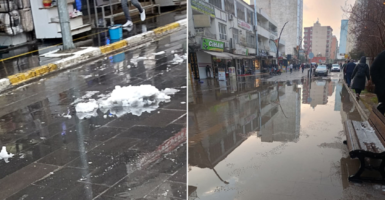 Kızıltepe’de yağan şiddetli yağmur ve dolu etkili oldu