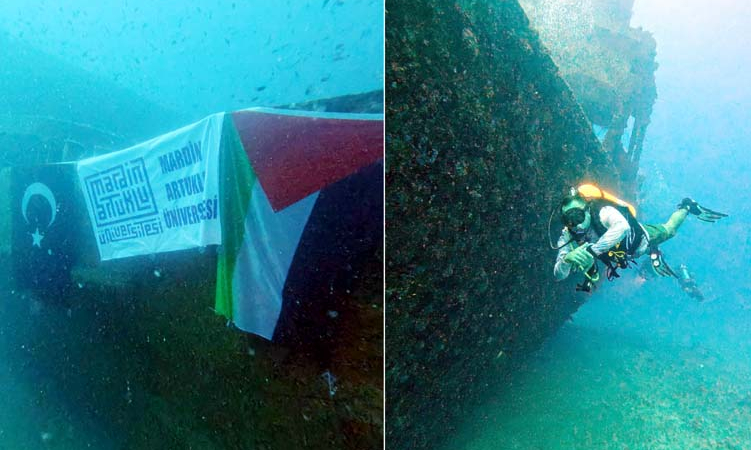 MAÜ’den Derin sessizlikte yükselen çığlık: Su altından Filistin farkındalığı 