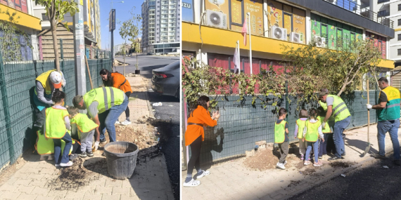 Kızıltepe’de Çocuklar ilk kez fidan dikme heyecanı yaşadı