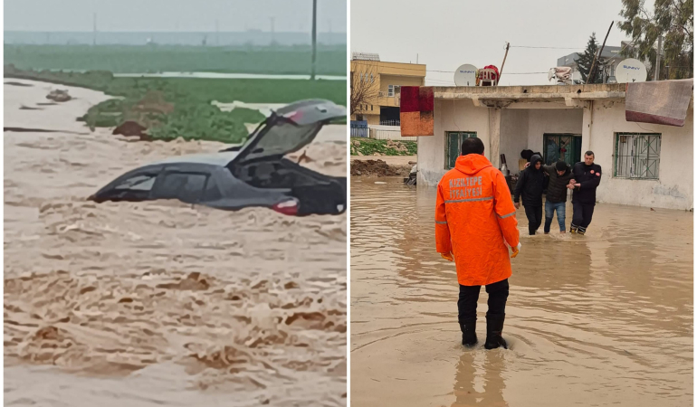 Aşırı yağışlar sonucu otomobil dereye düştü (VİDEOLU)