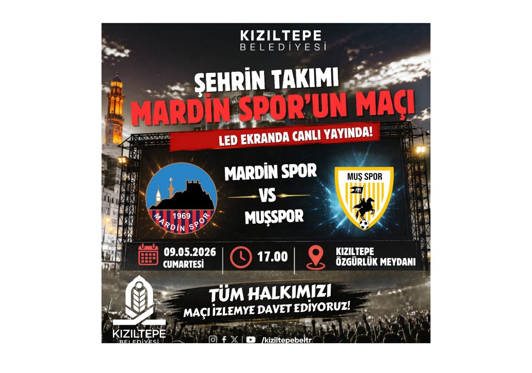 Kızıltepe Belediyesi Mardin 1969 Spor maçını dev ekranda canlı verecek