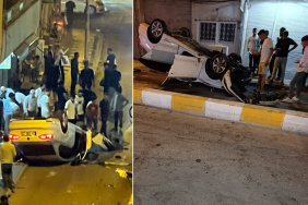 Hız yapan otomobil takla attı