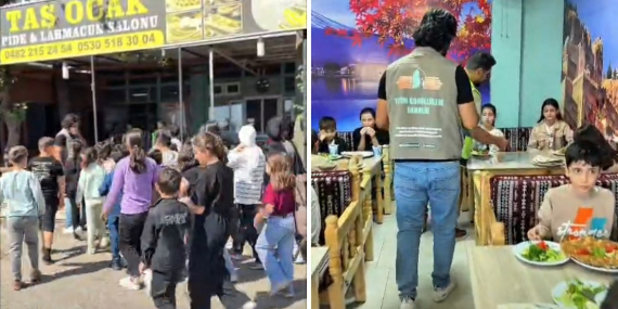 Yetim çocuklara lahmacun ziyafeti